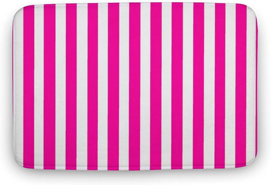Pink Modern Stripe Bathroom Rugs, Non Slip & Absorbent Bath Mat Carpets for Bathroom, Entryway or Sink 16" x 24"