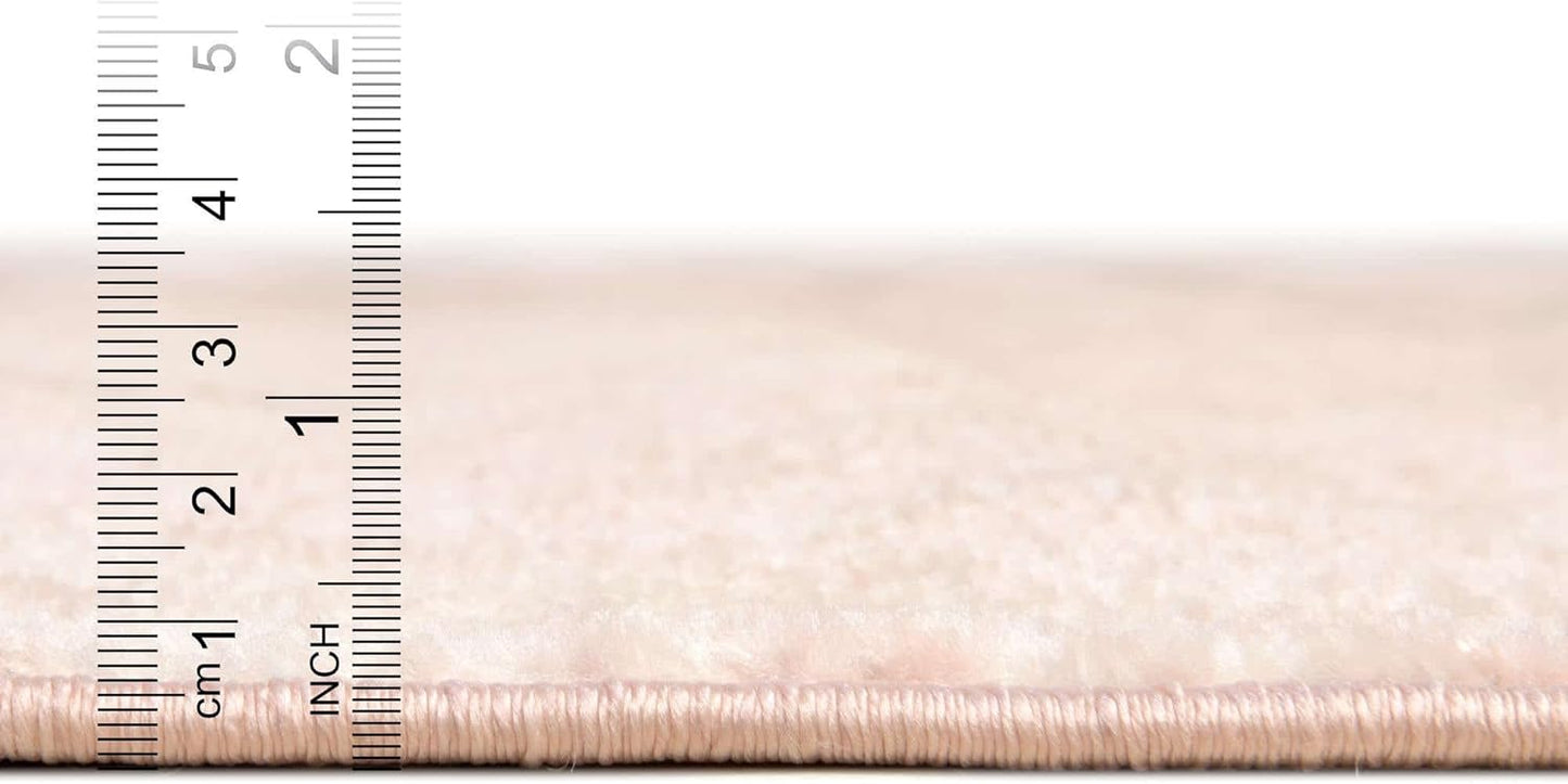Unique Loom Eos Collection Area Rug - Borealis (5' 3" Round, Carnation Pink/ Ivory)