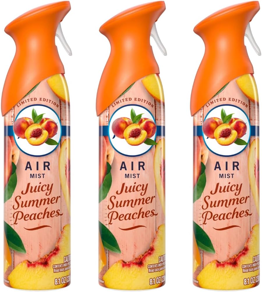 Febreeze Air Mist, Odor-Fighting Room Spray, Juicy Summer Peaches, 8.1oz, Pack of 3