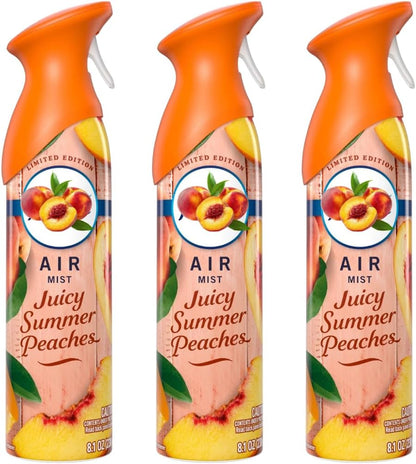 Febreeze Air Mist, Odor-Fighting Room Spray, Juicy Summer Peaches, 8.1oz, Pack of 3