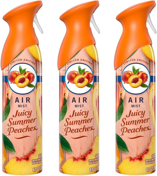 Febreeze Air Mist, Odor-Fighting Room Spray, Juicy Summer Peaches, 8.1oz, Pack of 3