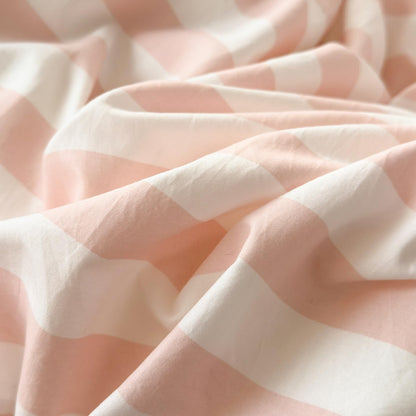 Striped Comforter Set Queen 3 Pieces Pink Stripes Bedding Set, Peach Pink White Striped Design, 100% Microfiber, Super Soft Lightweight Comforter with 2 Pillowcases, All Season