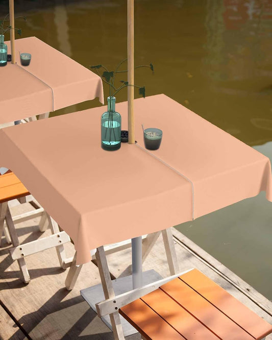 Peach Fuzz Outdoor Indoor Table Cloth Square Table 54x54, Pure Peach Tone Solid Color Simple Minimalism Art Washable Waterproof Tablecloth with Umbrella Hole Zipper for Parties Pool Patio Coffee