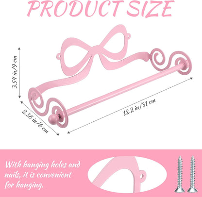 LemonRoad Pink Bow Wall Mount Toilet Paper Towel Holder Coquettish Metal Kitchen Roll Dispenser Pink Kitchen Accessories Bathroom Countertop Housewarming Decor Gifts for Mom