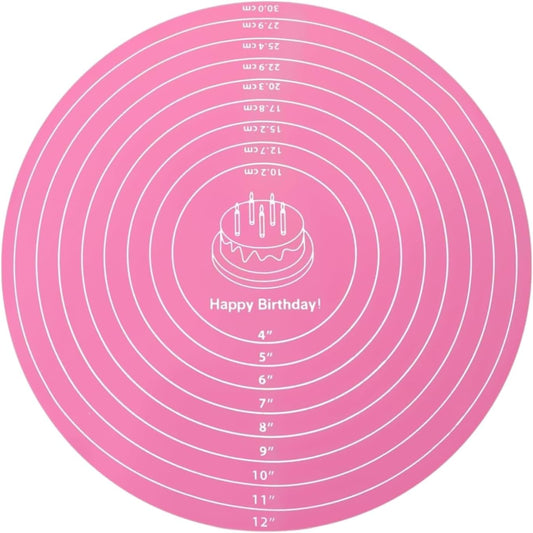 Silicone Baking Mat Cake Mat Silicone Cake Mat Silicone Baking Mat with Measurements for CakeTurntable Stand Non-Stick Heat Resistant Pastry Baking Sheet -Pink