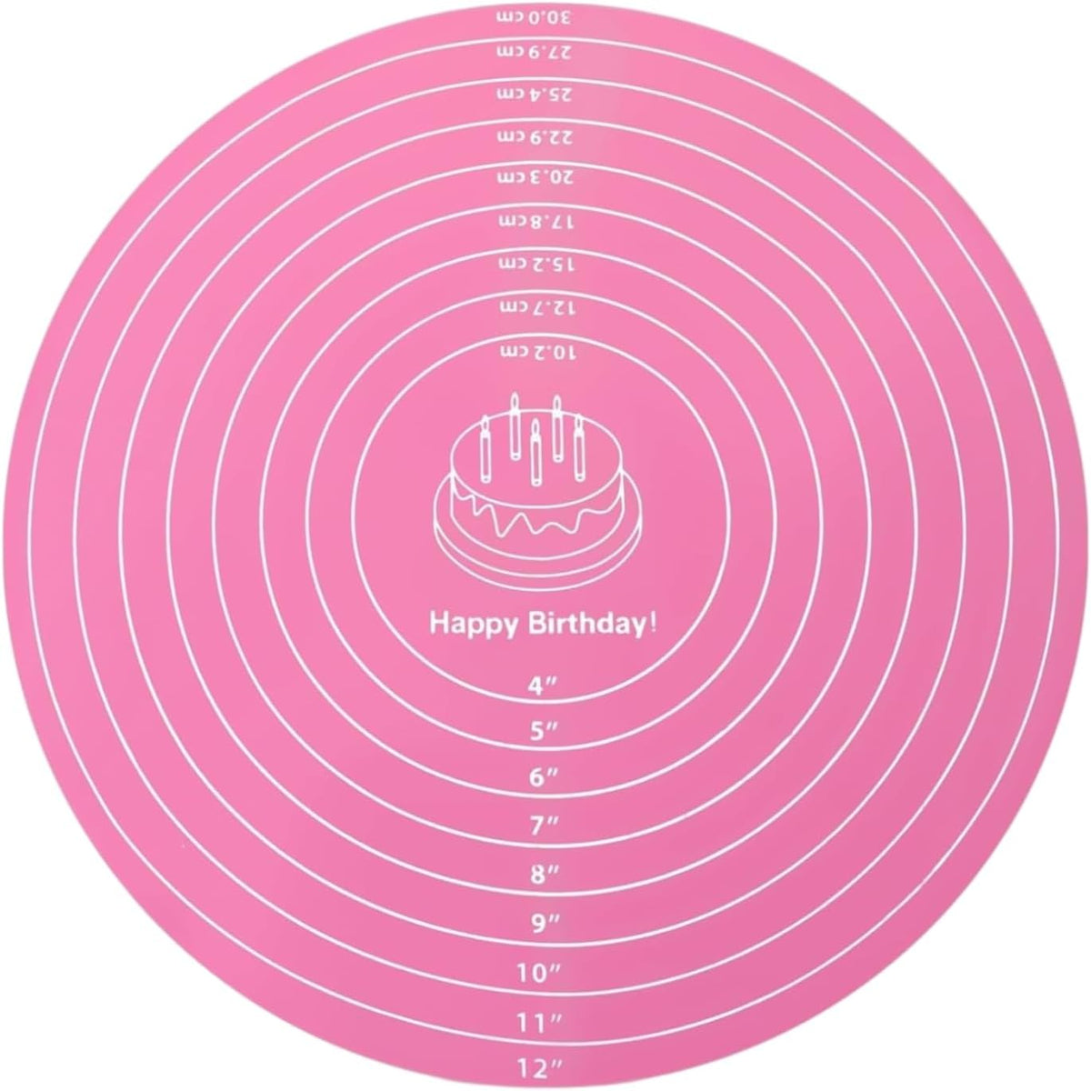 Silicone Baking Mat Cake Mat Silicone Cake Mat Silicone Baking Mat with Measurements for CakeTurntable Stand Non-Stick Heat Resistant Pastry Baking Sheet -Pink