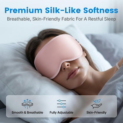 Weighted Eye Masks for Sleep Women: 3D Contoured Blackout Sleep Mask with Zero Pressure, Eyelash Friendly & Comfortable Blindfold for Airplane Travel, Night Shift Nurse, Yoga & Thoughtful Gift, Pink