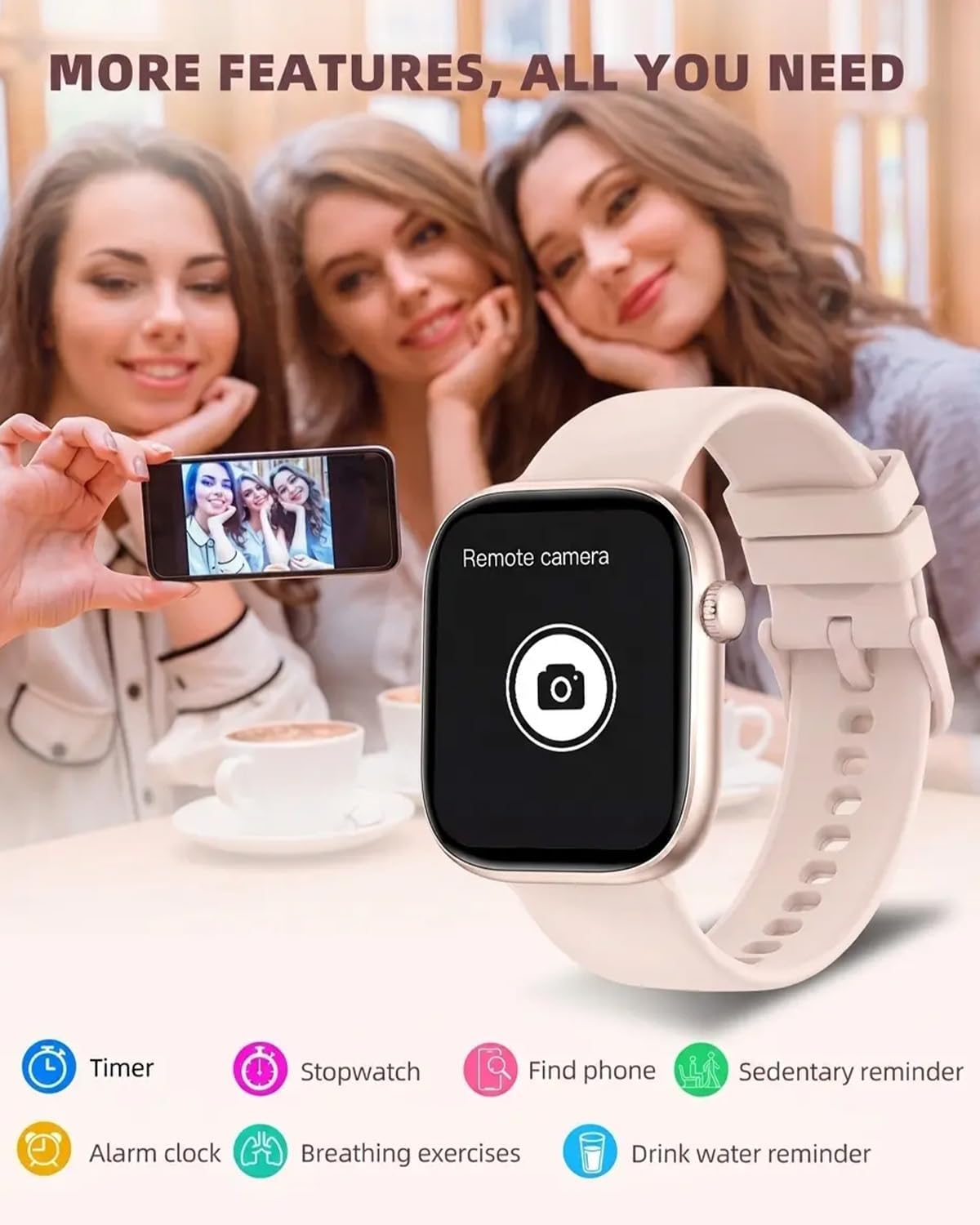 Smart Watch for Women Men, Fitness and Sleep Trackers with 1.83" HD Touchscreen, Bluetooth Calling Smartwatch for Android/iOS, IP67 Waterproof Multi-Sport Modes Pedometer, Rose Pink