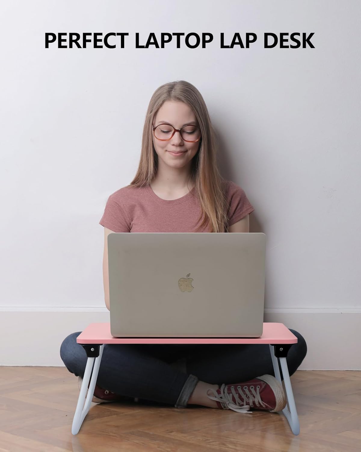 Portable Lap Desk Bed Desk Lap Table Bed Table, Laptop Stand Breakfast Serving Tray, Foldable & Lightweight Mini Table, Lap Tablet Desk for Sofa Couch Floor - - Pink