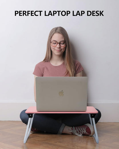 Portable Lap Desk Bed Desk Lap Table Bed Table, Laptop Stand Breakfast Serving Tray, Foldable & Lightweight Mini Table, Lap Tablet Desk for Sofa Couch Floor - - Pink