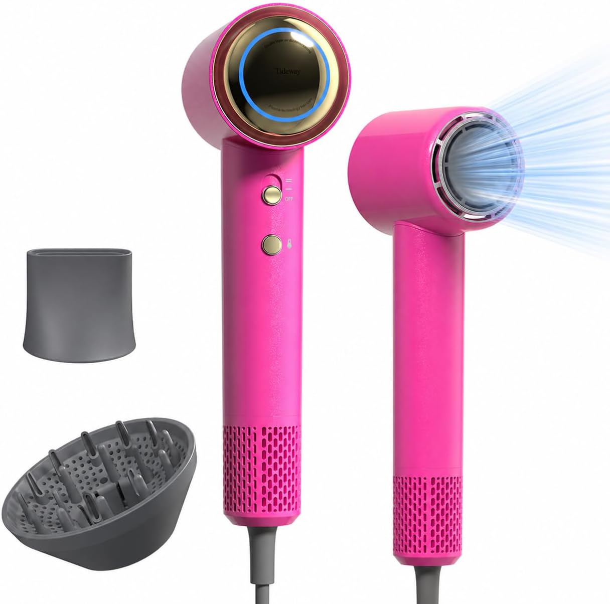 Tideway Hair Dryer Professional High-Speed Ionic Blow Dryer 110,000 RPM, Compact Hair Dryer with Magnetic Diffuser, Fast Drying with Brushless Motor Low Noise Smart Temperature Control-H11