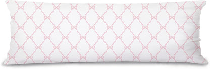 Coquette Preppy Pink Bow 20x54 Body Pillow Cover Case, Pink Coquette Room Decor, Preppy Room Dorm Decor, Girly Ribbon Grid Decorative Long Hug Pillow Cases for Bed Couch
