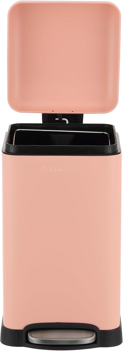 happimess HPM1012G Betty Retro Mini 3.2-Gallon Step-Open Trash Can, Fingerprint Resistant, Modern, Minimalistic for Home, Kitchen, Laundry Room, Office, Bedroom, Bathroom, Flamingo Pink