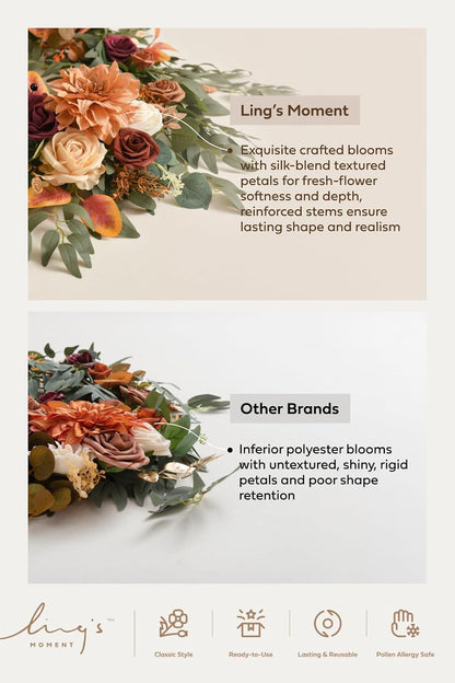 Ling's Moment Pink Artificial Flower Garland Wedding Arch 6 FT | Blush Rose & Eucalyptus, Greenery, Sweetheart Table Decor, Floral Garland for Mantle, Centerpieces, Backdrop