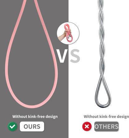 Silicone Shower Hose Extra Long,Explosion Proof Anti Winding Showerhead Hose,Used In Showerheads Spray Bidet Bathing Toilet Cleaning Flexible RV Shower Hoses Replacement (Pink, 59 In)