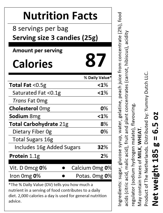 Haribo Happy Peaches | Sweet Peach Gummy Candy with Sugar Coating |185g 6.5 ounce