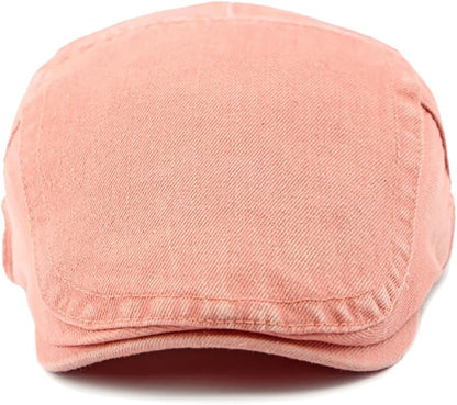 Newsboy Cap for Men Adjustable Flat Ivy Gatsby Cabbie Driving Hat Breathable Denim Cotton Golf Cap