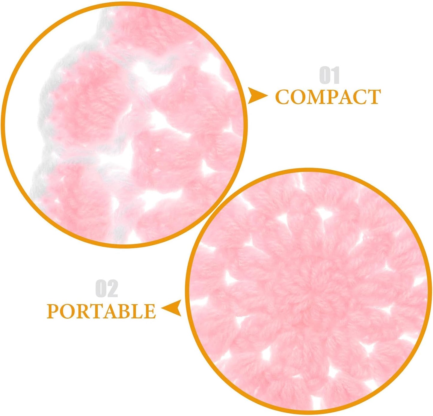 Healifty Crochet Flower Coasters Heat Insulation Cup Mats Light Pink Knitted Bottle Mats for Home Office Desk Decorative Accessories