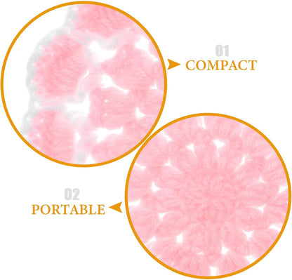 Healifty Crochet Flower Coasters Heat Insulation Cup Mats Light Pink Knitted Bottle Mats for Home Office Desk Decorative Accessories