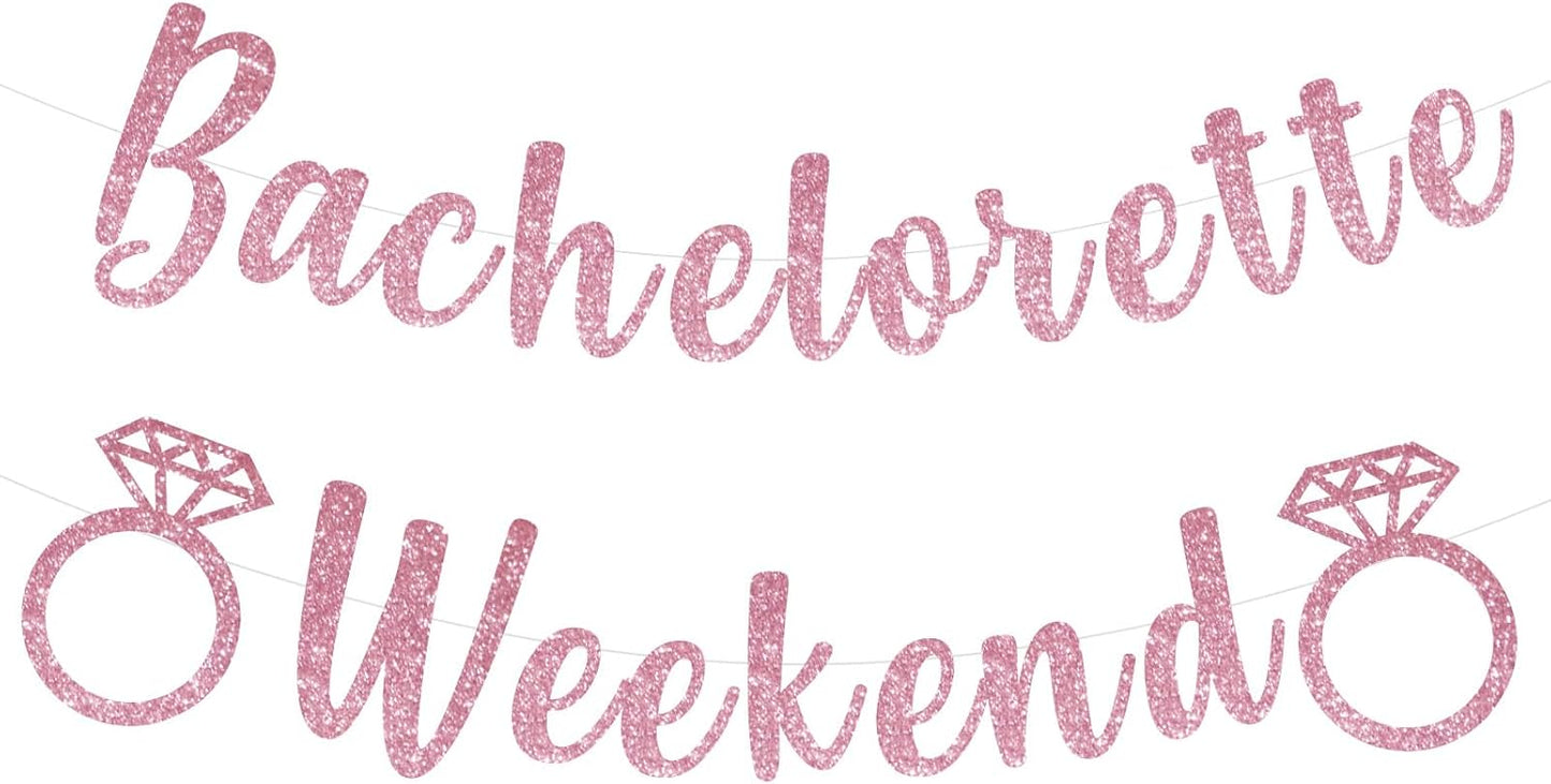 Bachelorette Weekend Banner Bachelorette Party Decor Sign for Bach Party Engagement Bridal Shower Wedding Bride to Be Decorations (Pink)