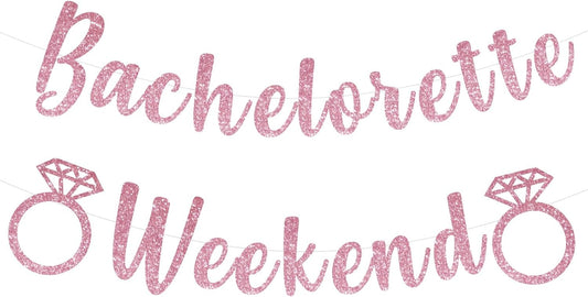 Bachelorette Weekend Banner Bachelorette Party Decor Sign for Bach Party Engagement Bridal Shower Wedding Bride to Be Decorations (Pink)