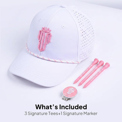NJF Golf Hat for Women with Tee Holder & Magnetic Ball Marker | Adjustable High Ponytail Friendly Hat | UPF 50+ UV Sun Protection | Lightweight and Breathable Sports Cap
