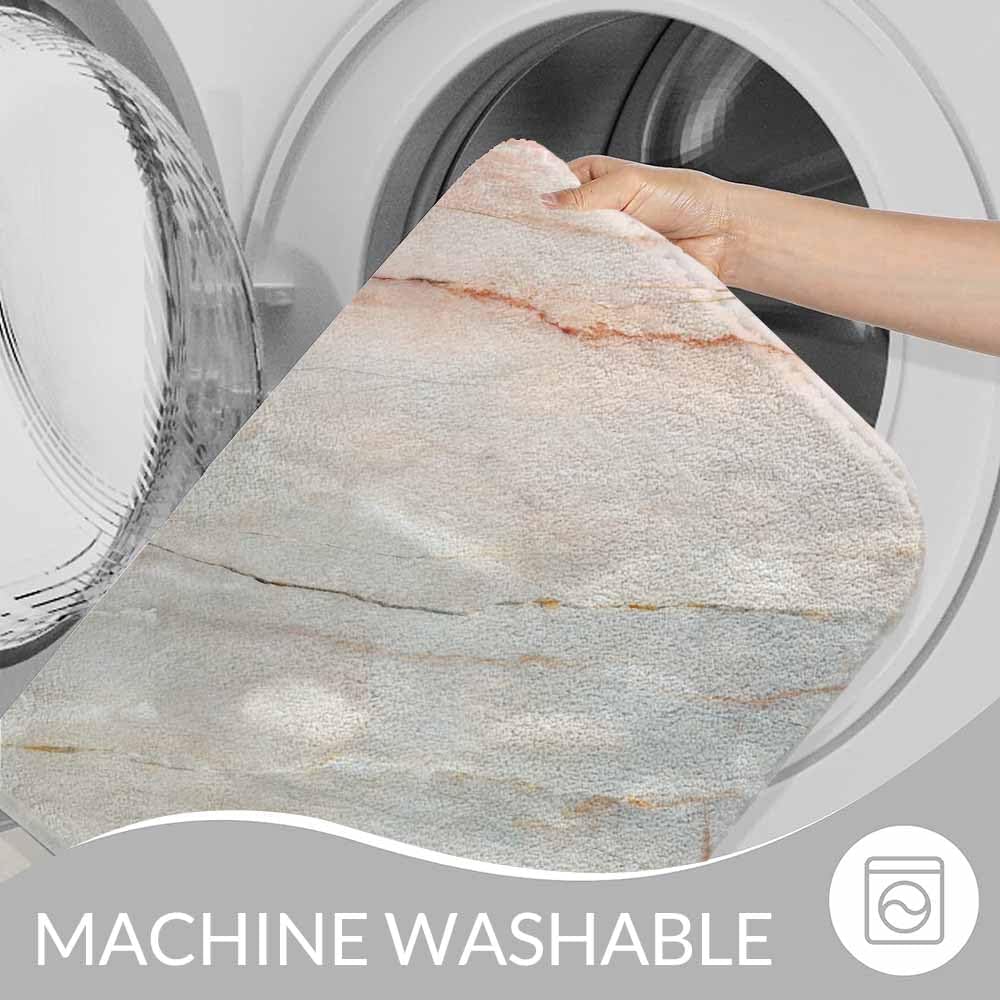Marble Bath Mat for Bathroom Light Marble Texture Stone Rock Floor Grey Pink Bath Rugs Door Mat Non Slip Rubber Backed Bathroom Floor Mat for Bathtub Sink Shower 16"X24"