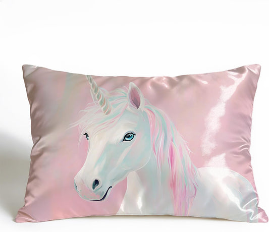 Pink Horse 20x30 Satin Silk Sleep Pillow Covers Case Queen Size for Sleeping Bed with Zipper,Pink Horse Girls Bedroom Room Decor,Double-Sided(1 Pack)