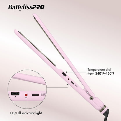 BabylissPRO Nano Titanium Ultra-Thin Hair Straightener, Professional Flat Iron, 5-Inch Extended Plates for Faster Straightening, for All Hair Types