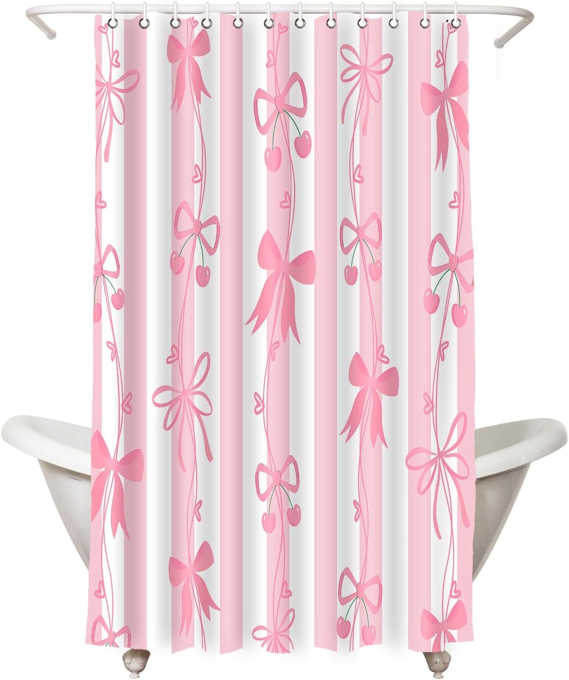 Cute Bowknot Bows Shower Curtain Cartoon Beautiful Pink Bow Shower Curtains Set,Modern Aesthetics Girl Bathroom Decor for Hotel Restroom 72x72 Inches YLDWMN2