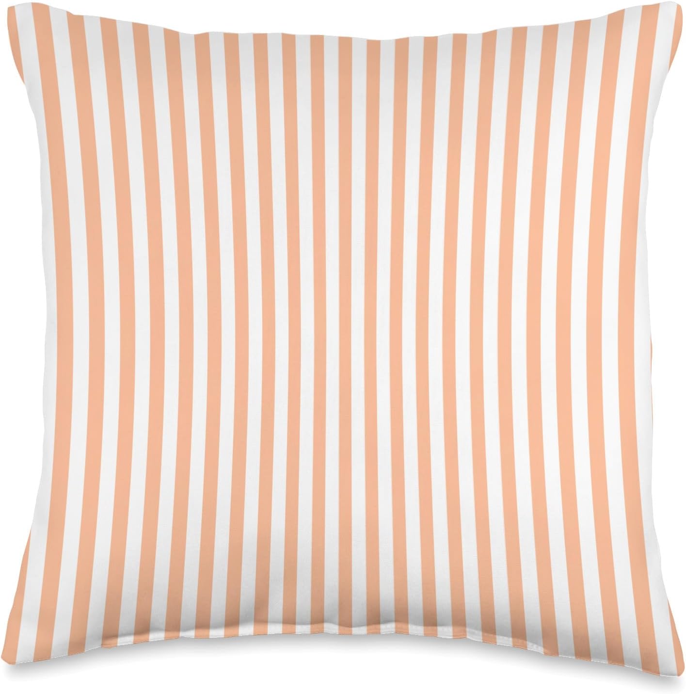 PEACH AND WHITE NARROW WIDTH STRIPES Throw Pillow