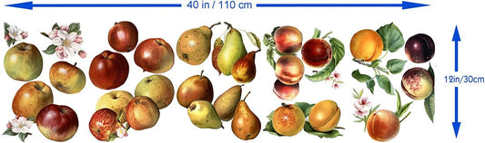Wall Stickers * Real Size Fruits by Miss May River * Apple, Plum, Peach, Apricot, Pear, Nectarine Removable Vinyl Colorful Wall Decals Vintage Poster