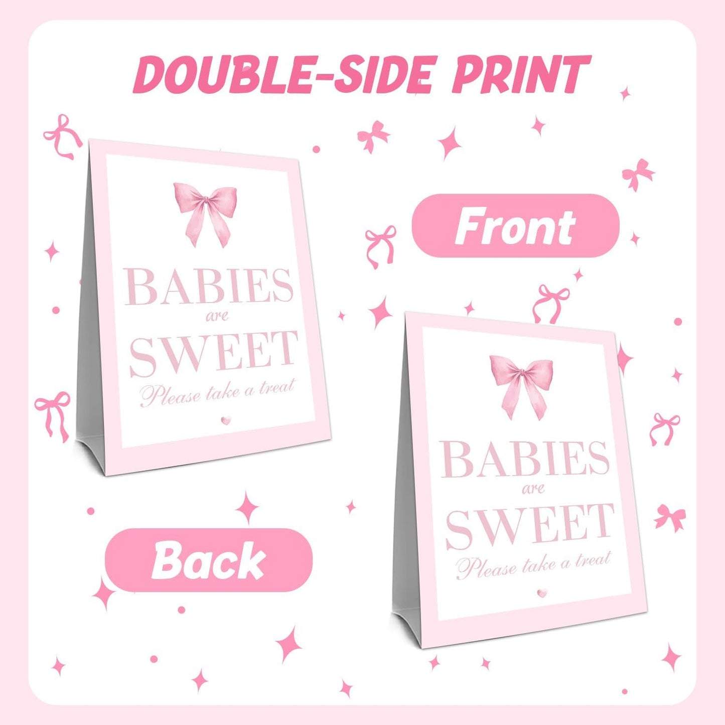 Pink Bow Baby Shower Decorations, Baby Shower Games, Pink Bow Enioy Gift and Gift Cards for Kids' Party, Birthday Party Decorations Bow Games Activity Party for Girl