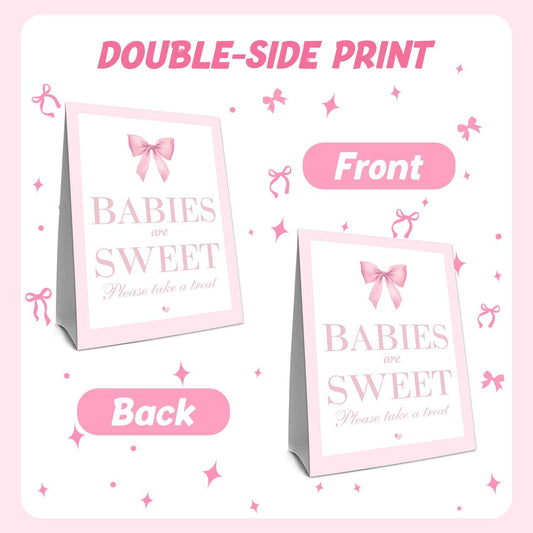 Pink Bow Baby Shower Decorations, Baby Shower Games, Pink Bow Enioy Gift and Gift Cards for Kids' Party, Birthday Party Decorations Bow Games Activity Party for Girl
