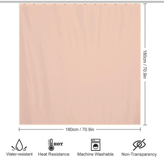 Modern Elegant Shower Curtain, Minimalist Peach Pastel Solid Plain Simple Elegant Bath Curtains Waterproof Fabric with Hooks for Home Decor, 72Wx72H
