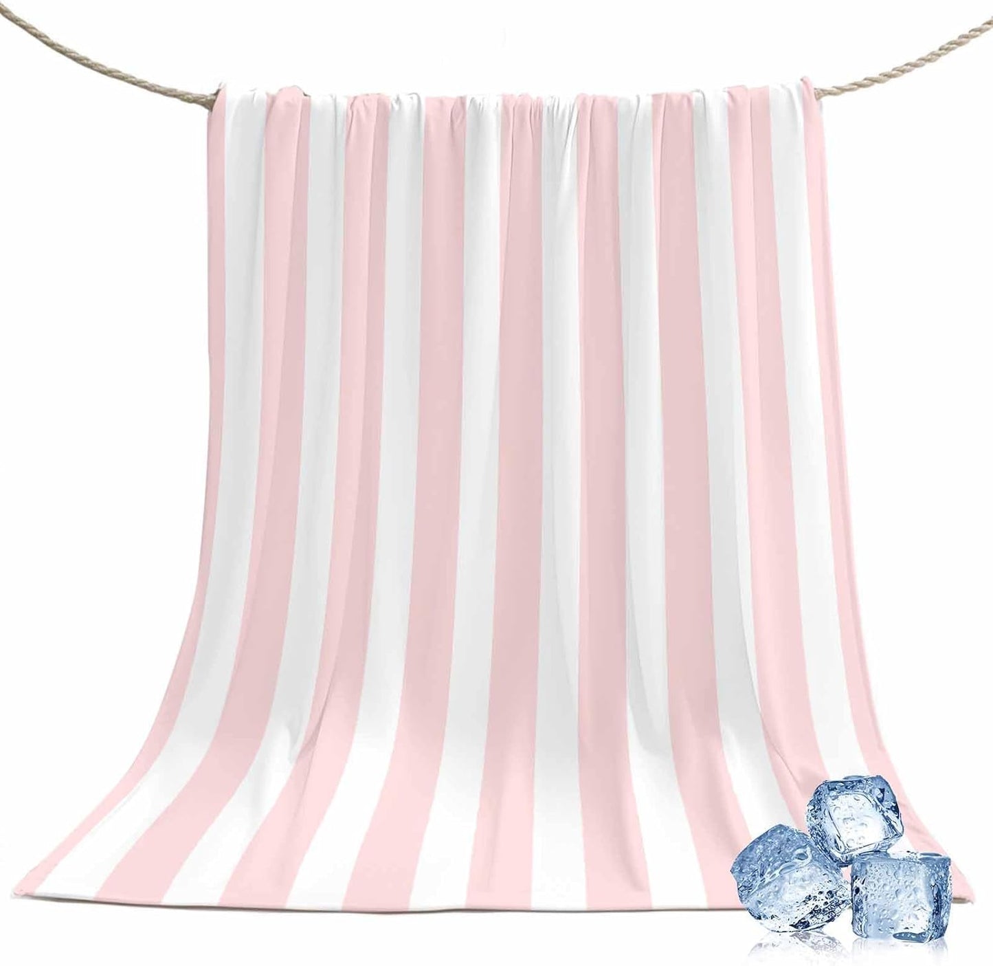 Cooling Blanket 50"x60", Classic Pink Stripes Summer Cooling Blanket Breathable Lightweight Ice Blankets Geometric Vertical Striped Blankets for Night Sweats