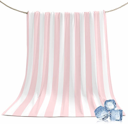 Cooling Blanket 50"x60", Classic Pink Stripes Summer Cooling Blanket Breathable Lightweight Ice Blankets Geometric Vertical Striped Blankets for Night Sweats
