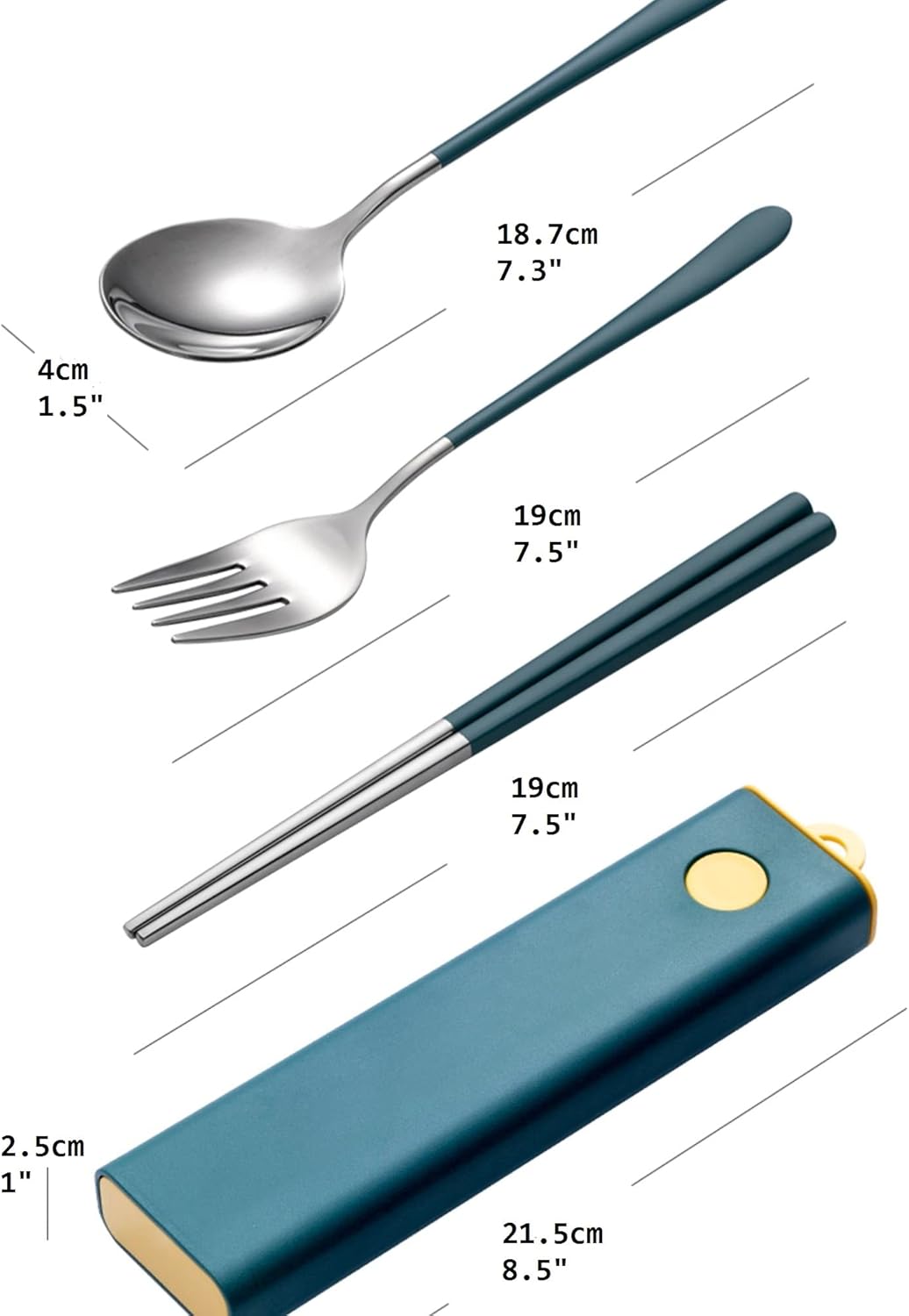 Muka Set of 3 Personalized Portable Utensils, Stainless Steel Chopsticks, Fork, Spoon Travel Flatware Set with Custom Logo & Name-Pink*Silver