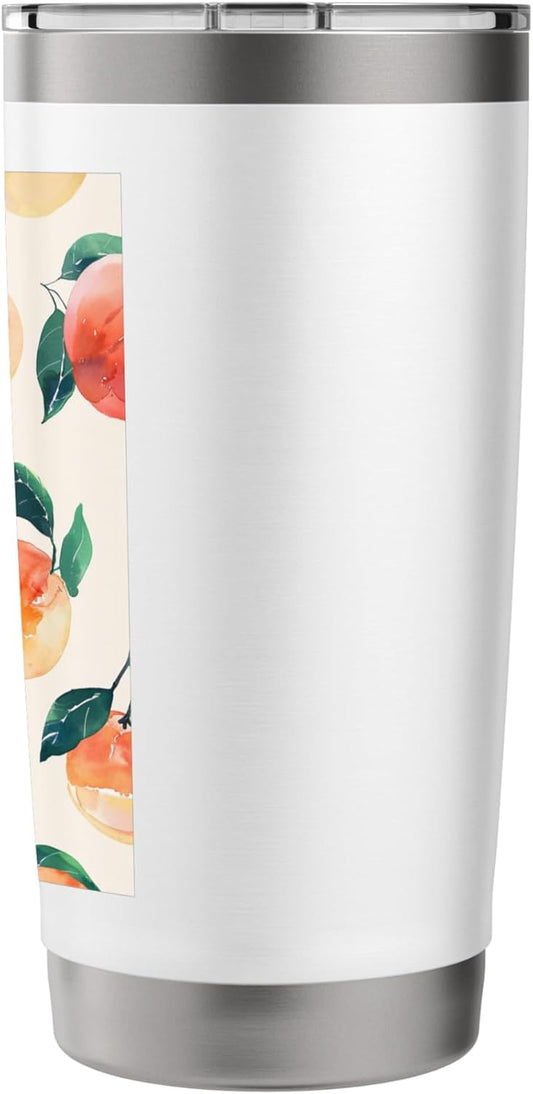 Pastel Pattern Art Peach Fruit Stainless Steel Insulated Tumbler