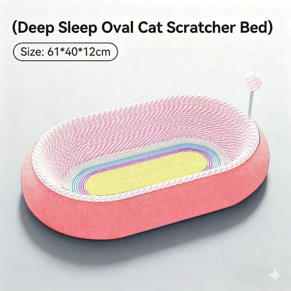 3-in-1 Cat Scratcher Lounge Bed – Ergonomic Curved Cat Scratching Board Nest – Durable Cardboard Cat Scratching Post Alternative for Sleeping and Instinct Releasing, Pink