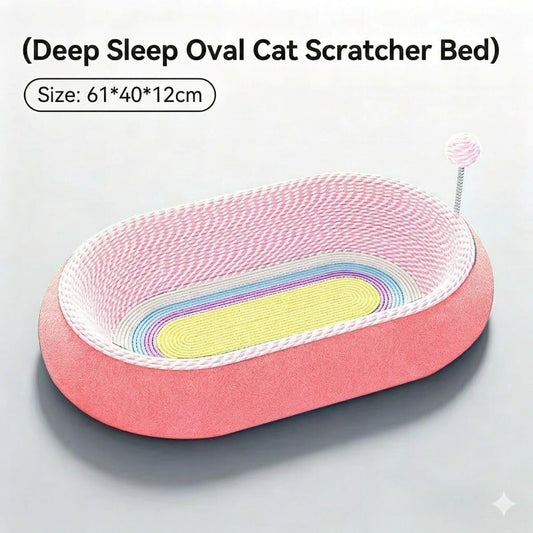 3-in-1 Cat Scratcher Lounge Bed – Ergonomic Curved Cat Scratching Board Nest – Durable Cardboard Cat Scratching Post Alternative for Sleeping and Instinct Releasing, Pink