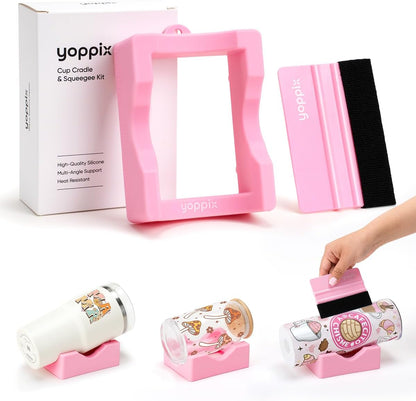YOPPIX Silicone Cup Cradle, Cup Cradle for Tumblers for Apply UV DTF Decals/Apply Vinyl Decals/Sublimating Tumblers, Hanging Storage for DIY Your Craft