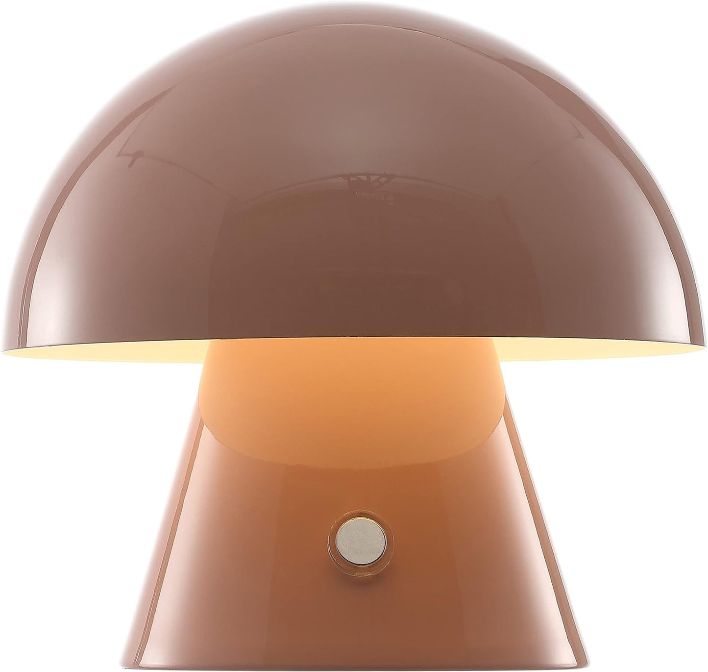 JONATHAN Y 7" Pink Rechargeable Cordless Mushroom Table Lamp, Portable LED Nightstand Lamp for Bedroom Living Room, Metal Shade, 3-Way Dimmable Touch Sensor Modern Accent (JYL7116D)