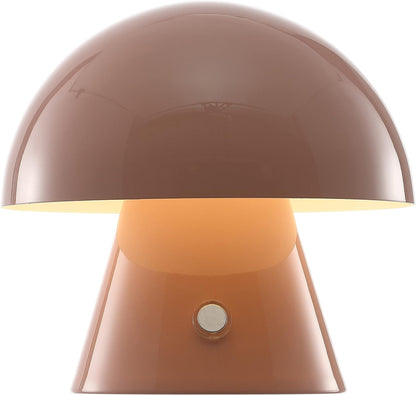 JONATHAN Y 7" Pink Rechargeable Cordless Mushroom Table Lamp, Portable LED Nightstand Lamp for Bedroom Living Room, Metal Shade, 3-Way Dimmable Touch Sensor Modern Accent (JYL7116D)