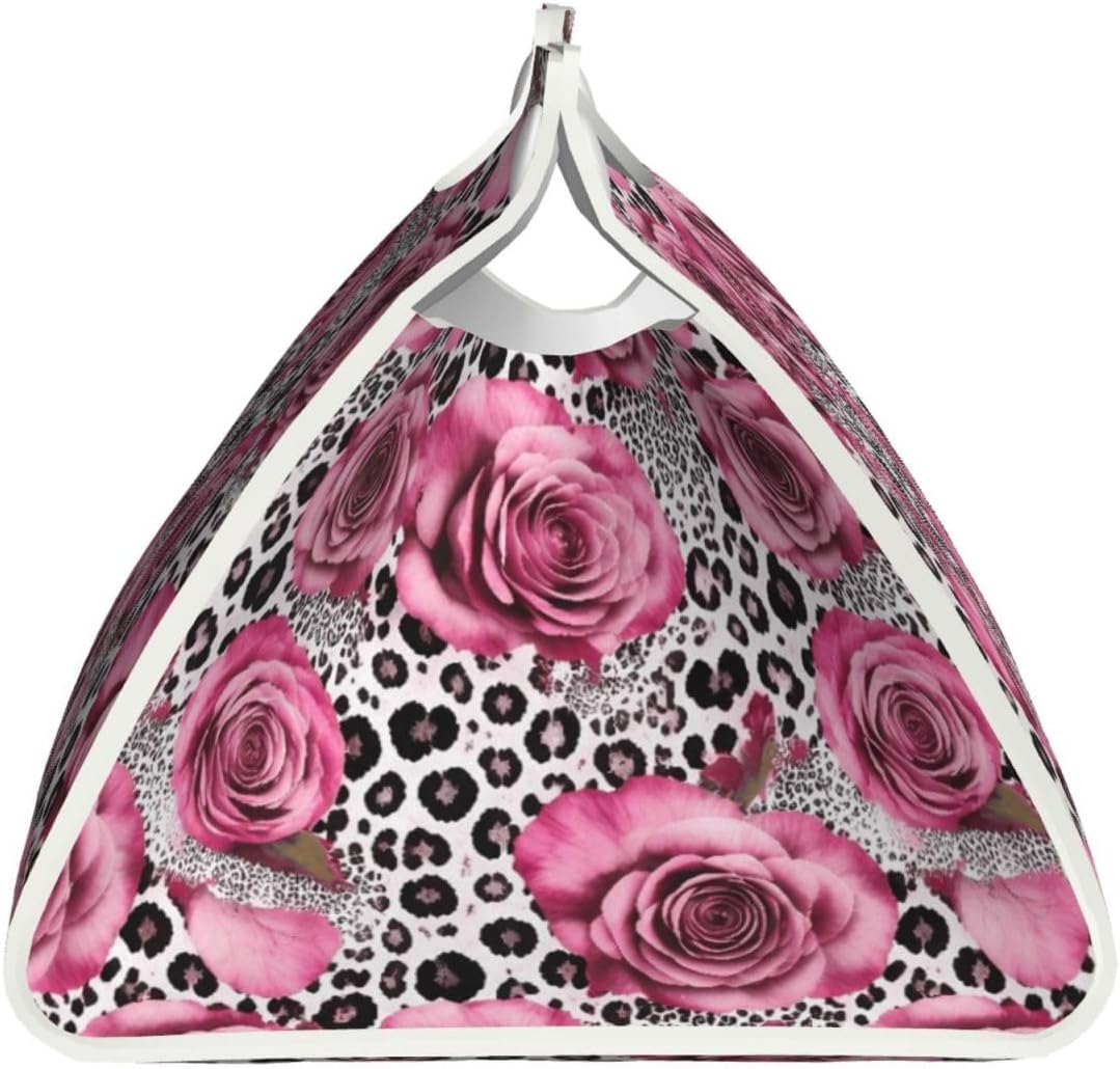 Pink Rose Leopard Tissue Box Leather Rectangular Waterproof Organizer Decoration