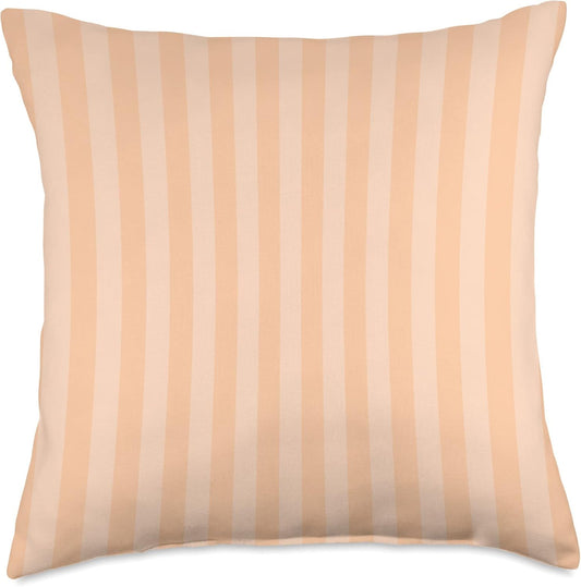 Deep Peach Cabana Tent Stripe Throw Pillow