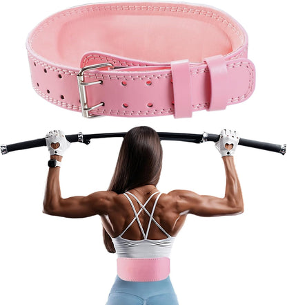 9mm Leather Fitness Weight Lifting Belt for Women&Men with 4 Inches Padded Lumbar Support for Power Lifting Workout & Squats Exercise