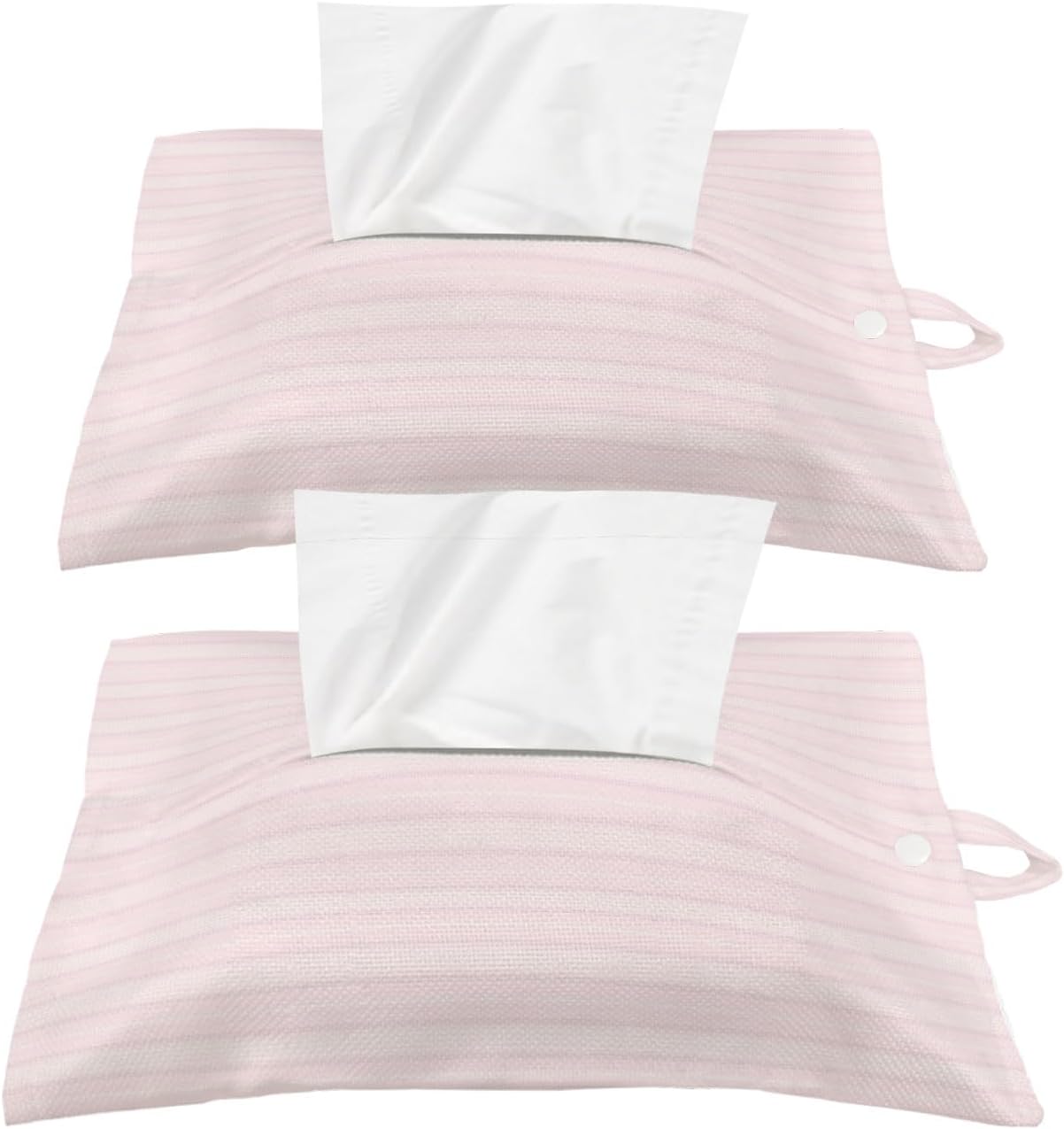 Tissues Box Cover Pink White Pinstripes Tissue Holder with Hanging Linen Organizer Dispenser Modern Lines Vertical Stripes Tissues Box Covers Rectangle for Bathroom Toilet Car Kitchen Tabletop 2 PCS