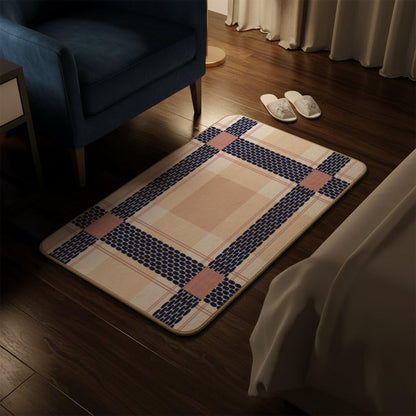 Bath Mat Pink Check Anti Slip Quick Drying Door Rugs Bath Rug for Bathroom Shower Kitchen 24 × 16 Inch Gift for Housewarming Friends Family
