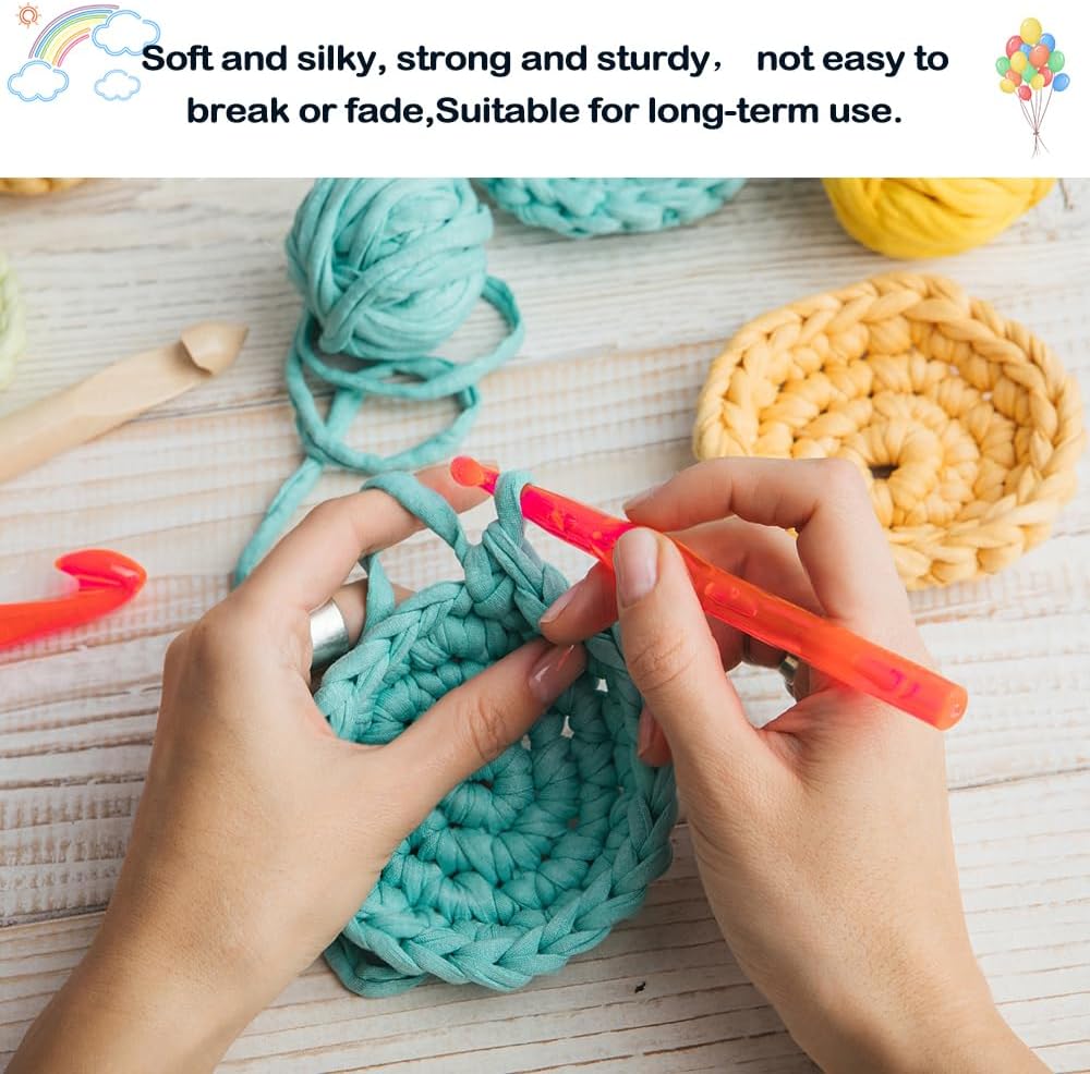 200g T-Shirt Yarn Elastic Fabric Crochet Cloth for DIY Knitting, Spaghetti Thick Knitting Yarn for Hand DIY Bag Basket Cushion Crocheting Projects,Home Decor(Peach Blossom)
